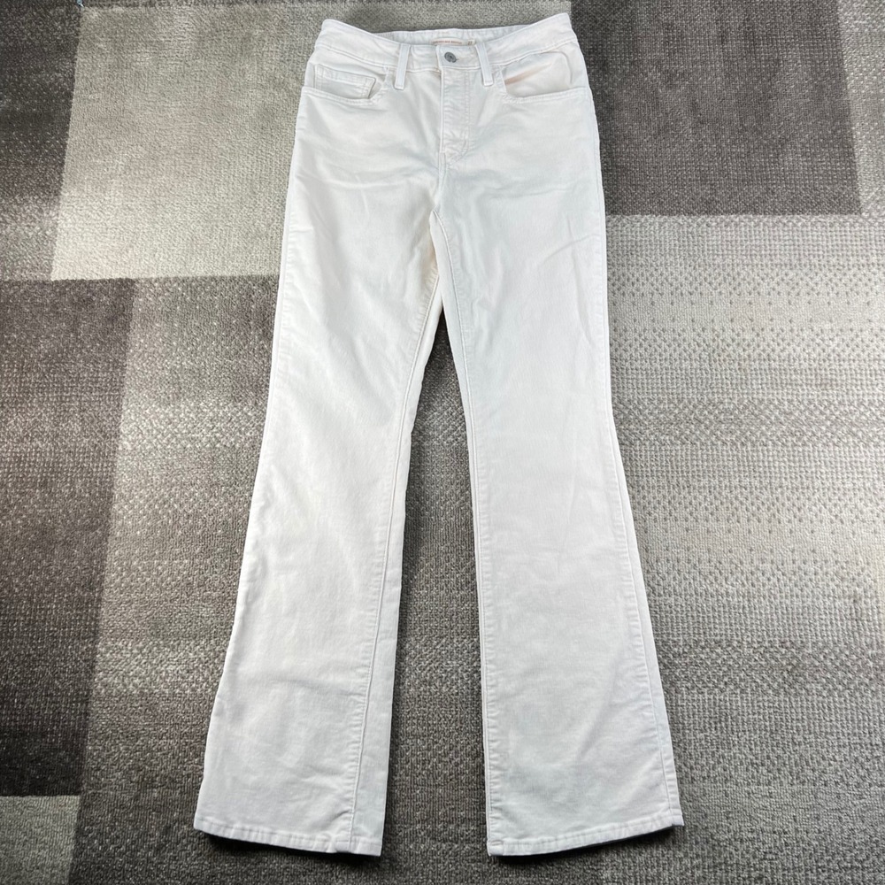 Levis 726 High Rise Flare Corduroy Pants Cream Off White Womens Size 27
